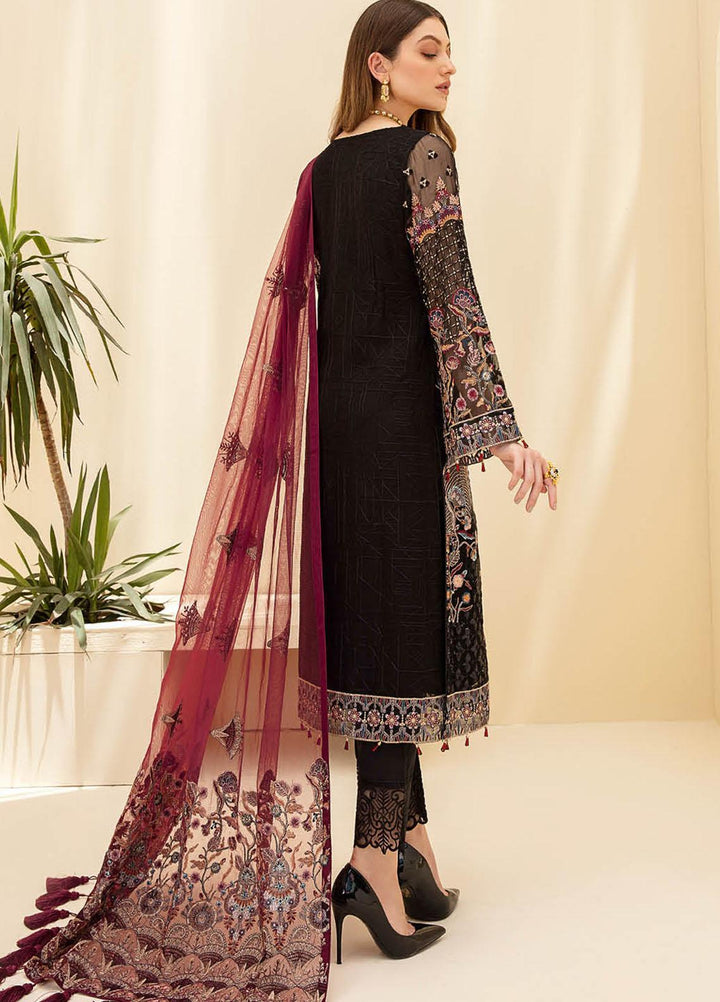 Rangoon by Ramsha Embroidered Chiffon Suits Unstitched 3 Piece RSH21RC D-705 - Luxury Collection