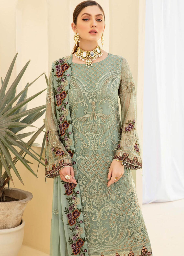 Rangoon by Ramsha Embroidered Chiffon Suits Unstitched 3 Piece RSH21RC D-706 - Luxury Collection
