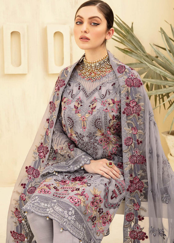 Rangoon by Ramsha Embroidered Chiffon Suits Unstitched 3 Piece RSH21RC D-707 - Luxury Collection