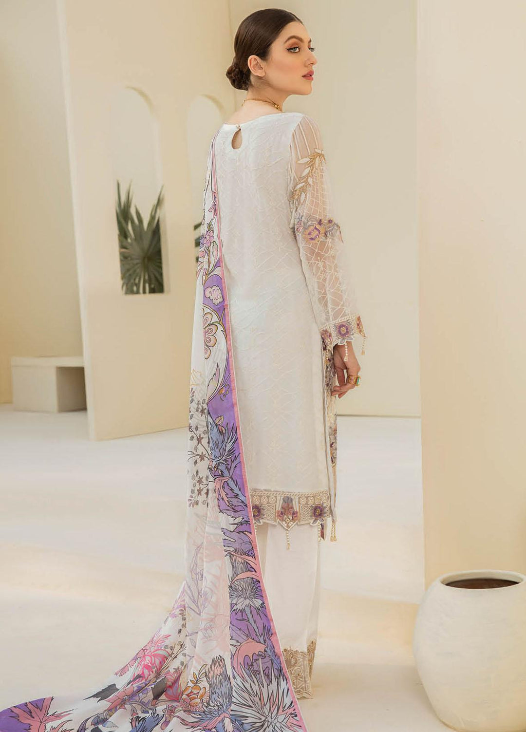 Rangoon by Ramsha Embroidered Chiffon Suits Unstitched 3 Piece RSH21RC D-709 - Luxury Collection