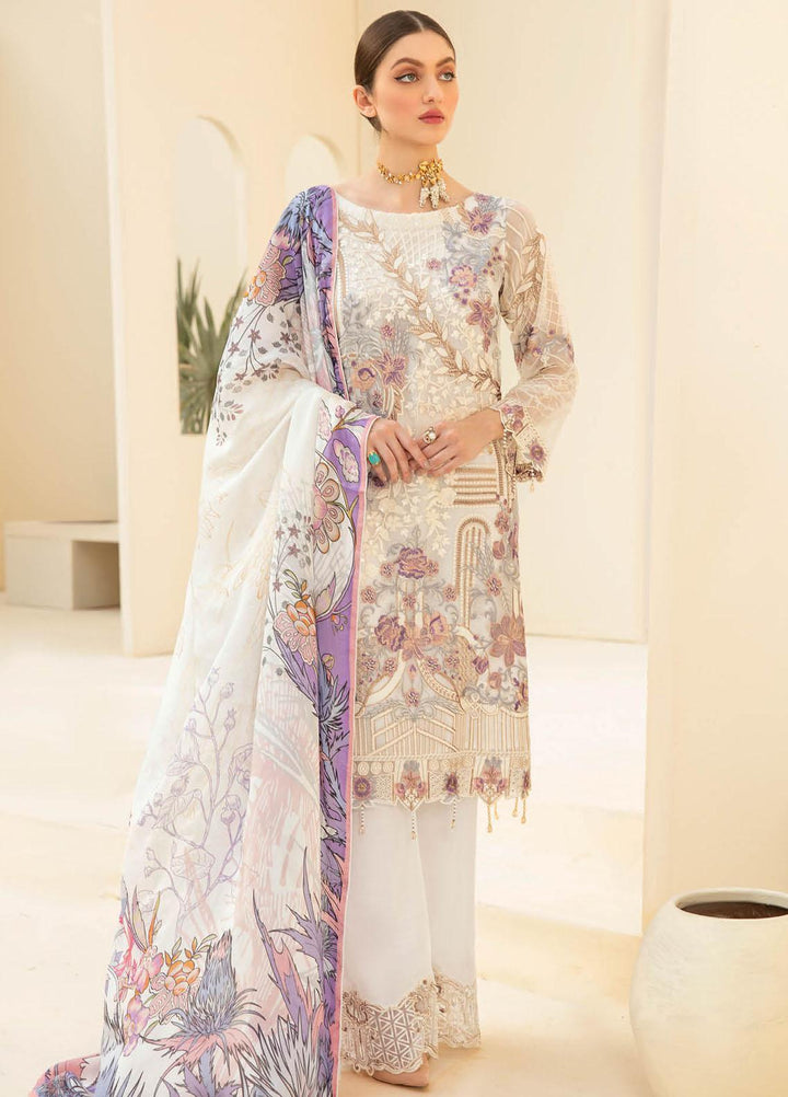 Rangoon by Ramsha Embroidered Chiffon Suits Unstitched 3 Piece RSH21RC D-709 - Luxury Collection