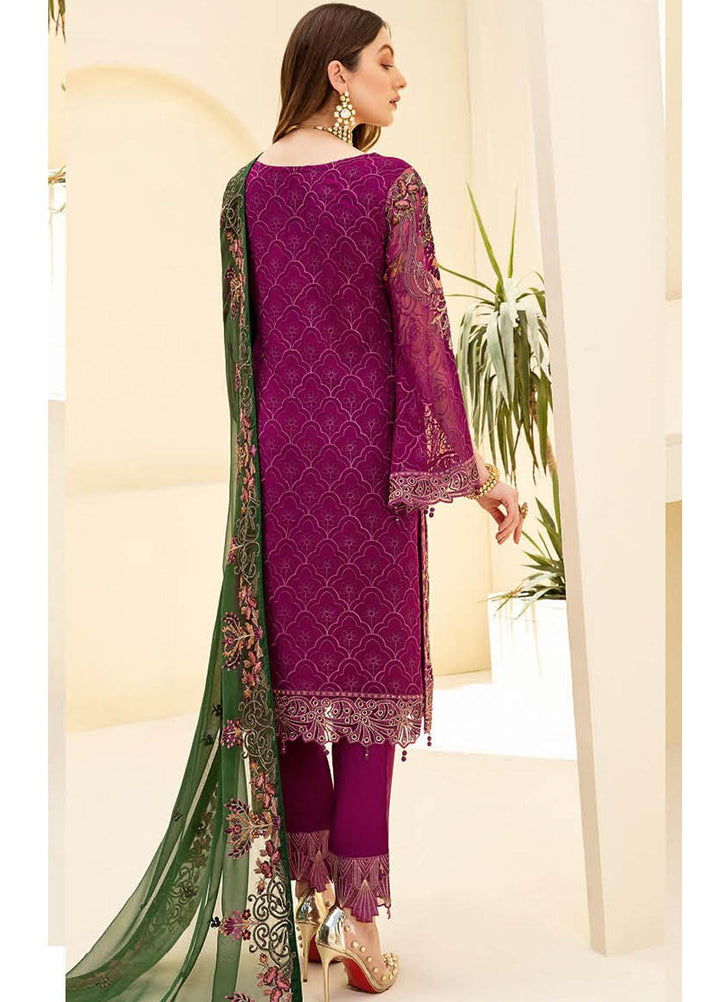 Rangoon by Ramsha Embroidered Chiffon Suits Unstitched 3 Piece RSH21RC D-710 - Luxury Collection