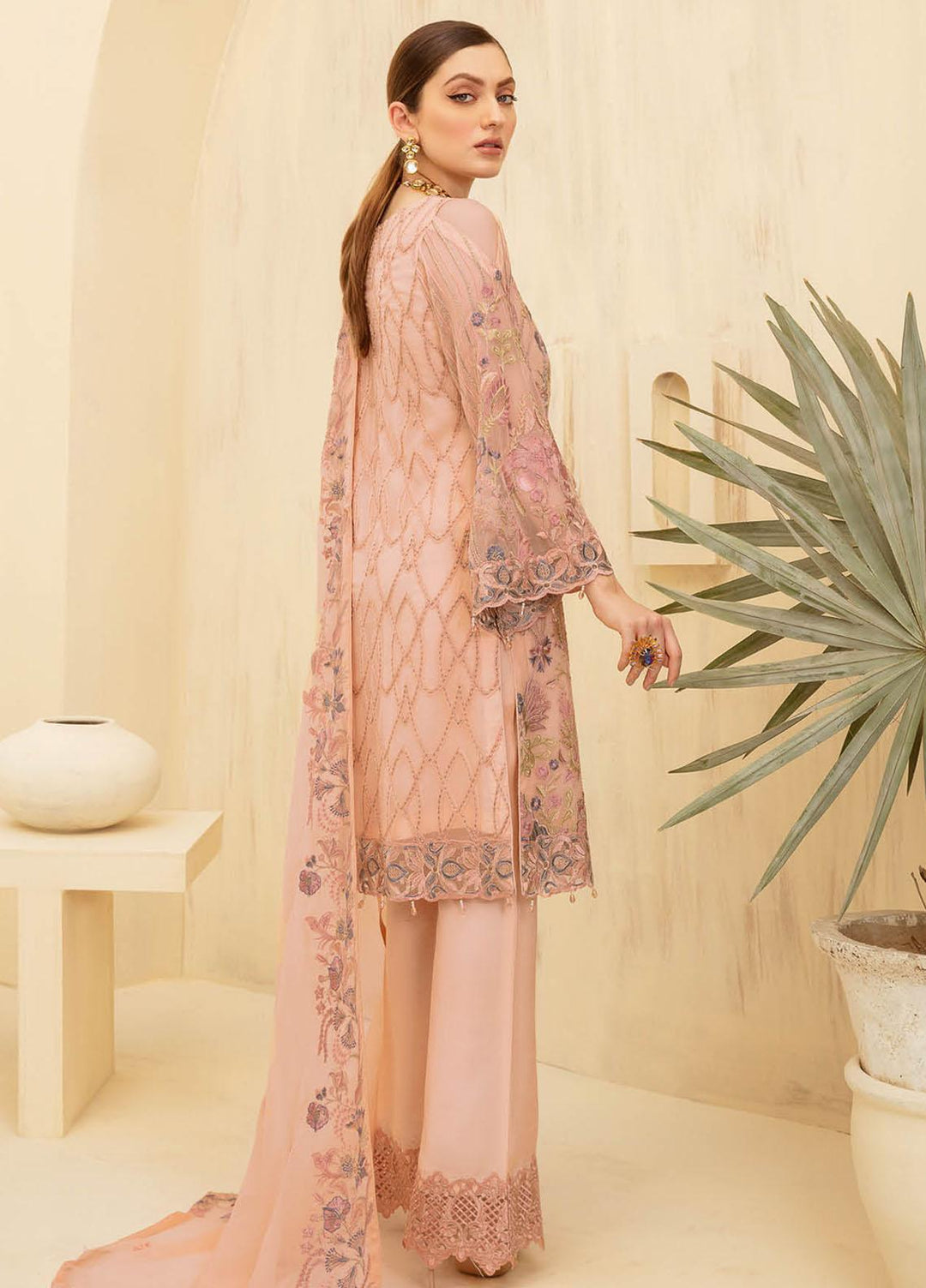 Rangoon by Ramsha Embroidered Chiffon Suits Unstitched 3 Piece RSH21RC D-711 - Luxury Collection
