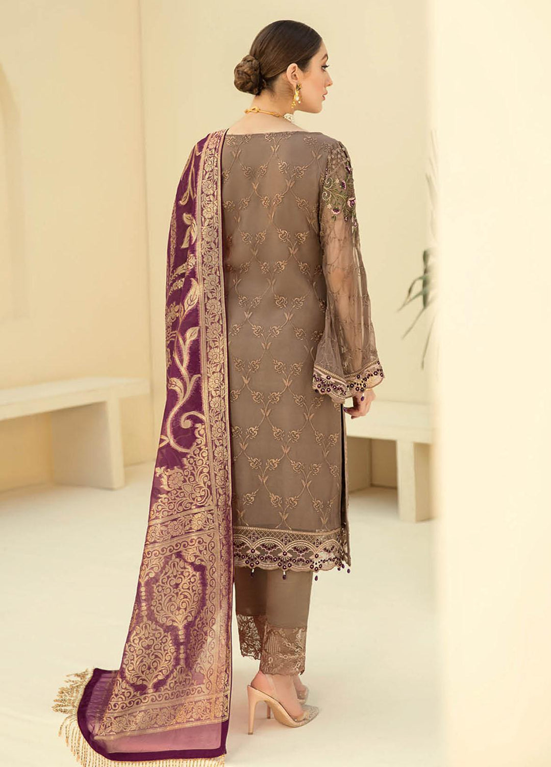 Rangoon by Ramsha Embroidered Chiffon Suits Unstitched 3 Piece RSH21RC D-712 - Luxury Collection