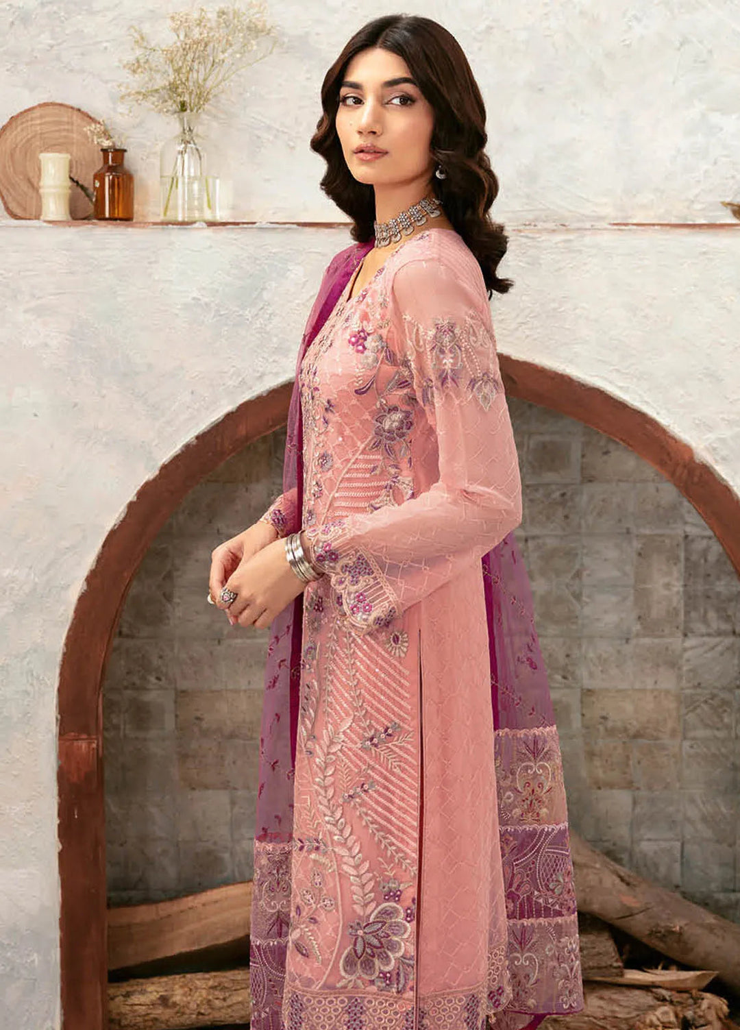 Rangoon By Ramsha Embroidered Chiffon Suit Unstitched 3 Piece RSH24R12 D-1201 - Festive Collection