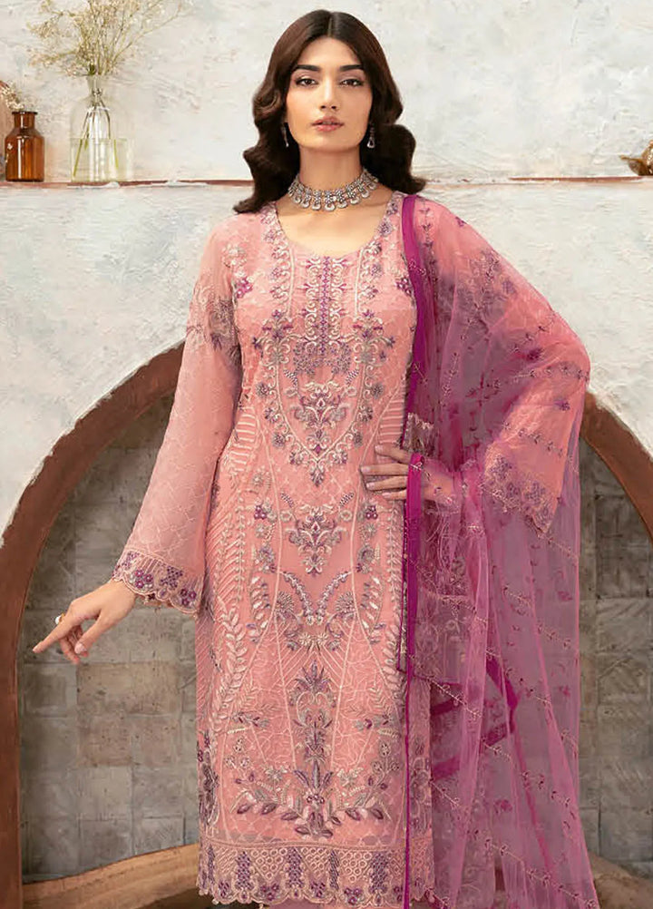 Rangoon By Ramsha Embroidered Chiffon Suit Unstitched 3 Piece RSH24R12 D-1201 - Festive Collection