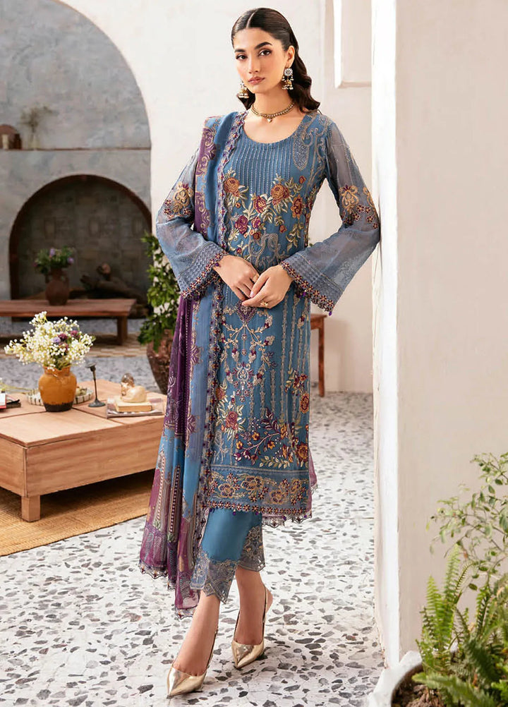 Rangoon By Ramsha Embroidered Chiffon Suit Unstitched 3 Piece RSH24R12 D-1202 - Festive Collection