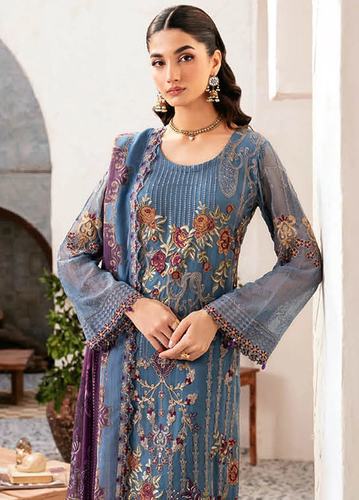 Rangoon By Ramsha Embroidered Chiffon Suit Unstitched 3 Piece RSH24R12 D-1202 - Festive Collection