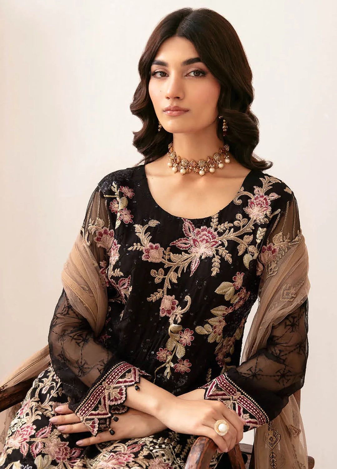 Rangoon By Ramsha Embroidered Chiffon Suit Unstitched 3 Piece RSH24R12 D-1204 - Festive Collection