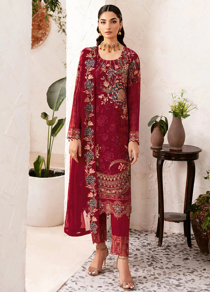 Rangoon By Ramsha Embroidered Chiffon Suit Unstitched 3 Piece RSH24R12 D-1205 - Festive Collection