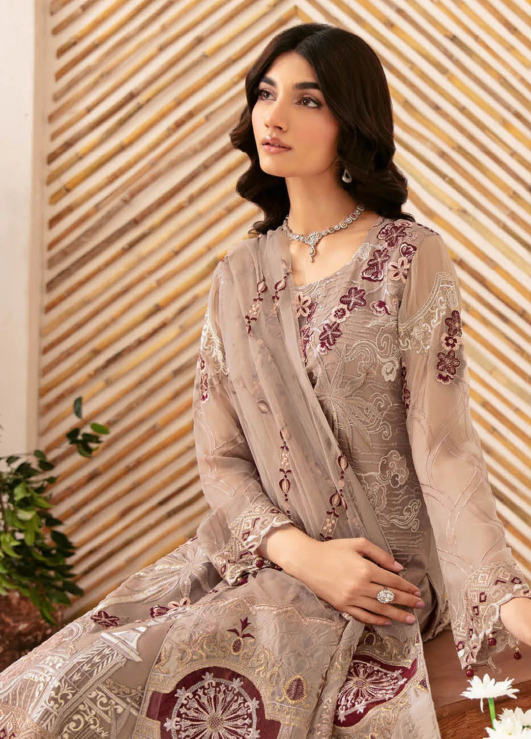 Rangoon By Ramsha Embroidered Chiffon Suit Unstitched 3 Piece RSH24R12 D-1206 - Festive Collection
