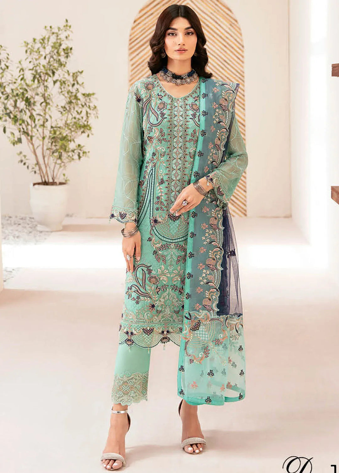 Rangoon By Ramsha Embroidered Chiffon Suit Unstitched 3 Piece RSH24R12 D-1207 - Festive Collection