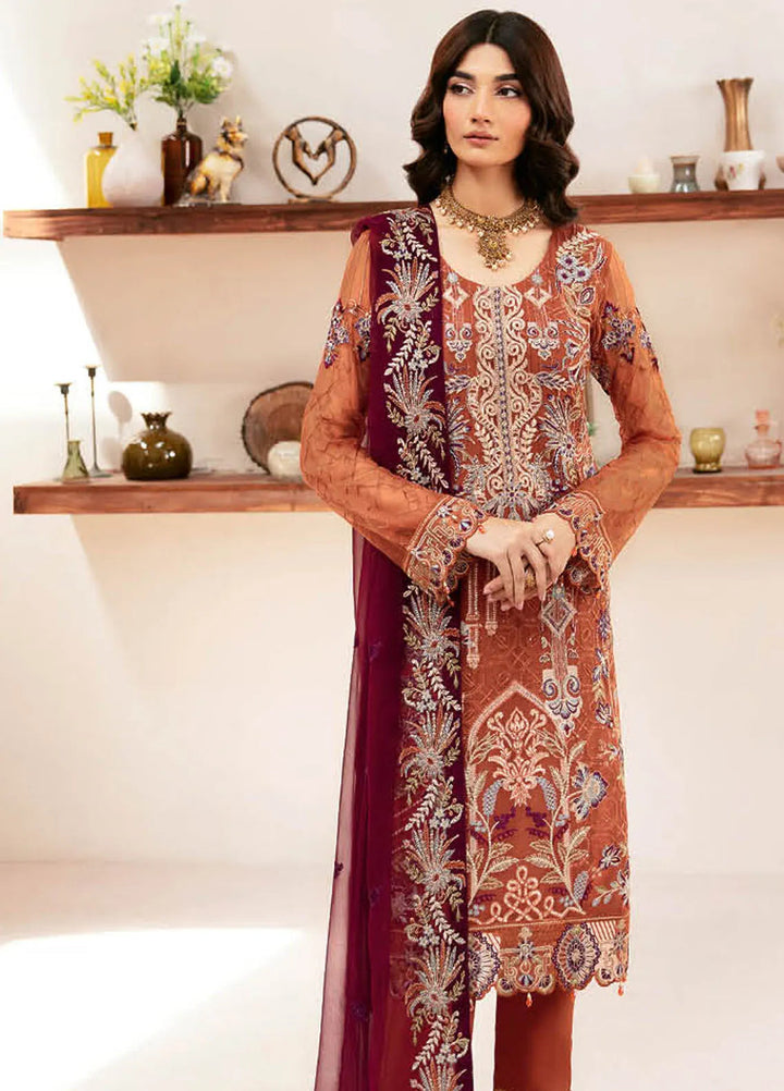 Rangoon By Ramsha Embroidered Chiffon Suit Unstitched 3 Piece RSH24R12 D-1209 - Festive Collection