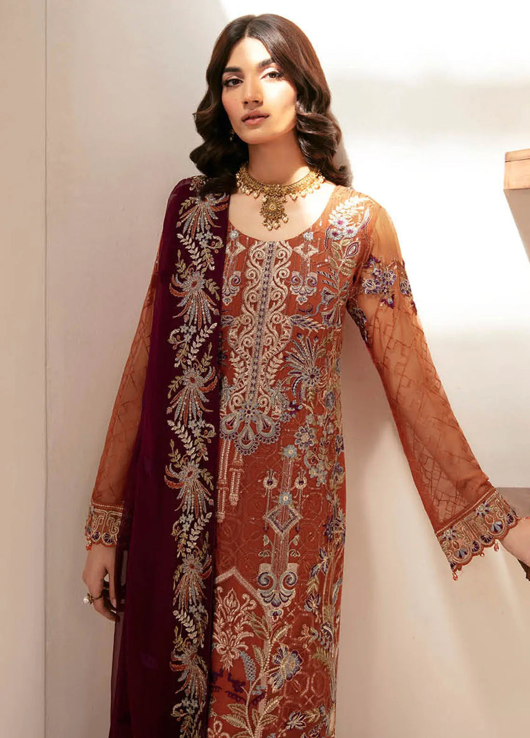 Rangoon By Ramsha Embroidered Chiffon Suit Unstitched 3 Piece RSH24R12 D-1209 - Festive Collection