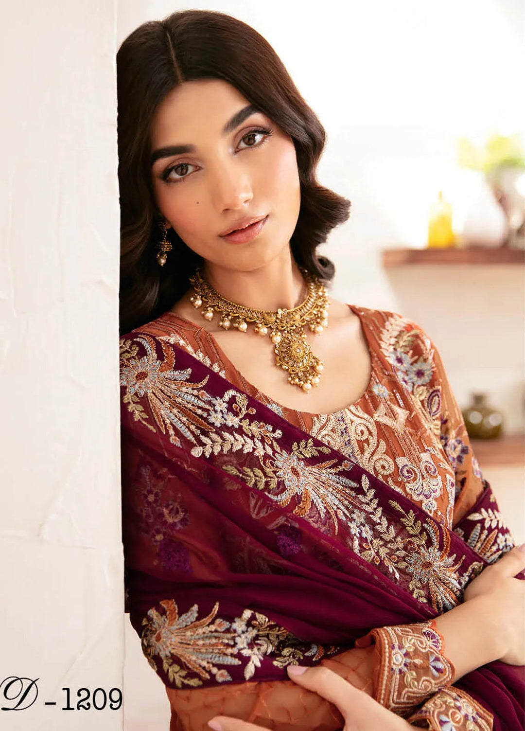 Rangoon By Ramsha Embroidered Chiffon Suit Unstitched 3 Piece RSH24R12 D-1209 - Festive Collection