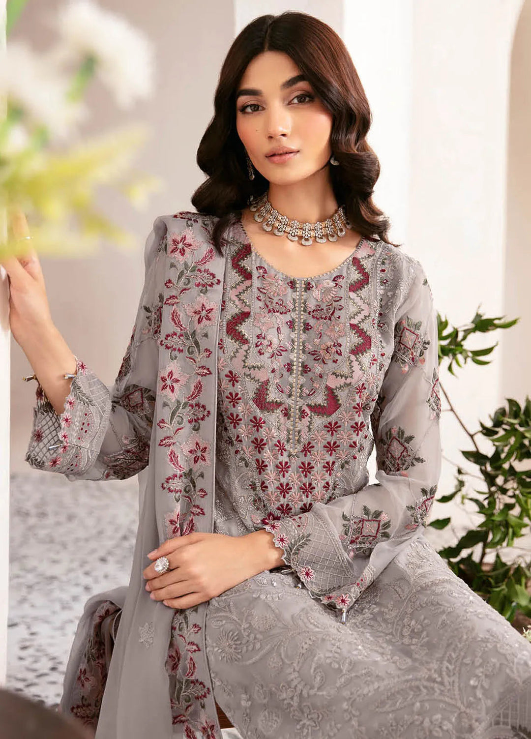 Rangoon By Ramsha Embroidered Chiffon Suit Unstitched 3 Piece RSH24R12 D-1210 - Festive Collection