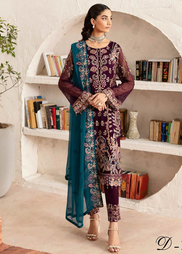 Rangoon By Ramsha Embroidered Chiffon Suit Unstitched 3 Piece RSH24R12 D-1211 - Festive Collection