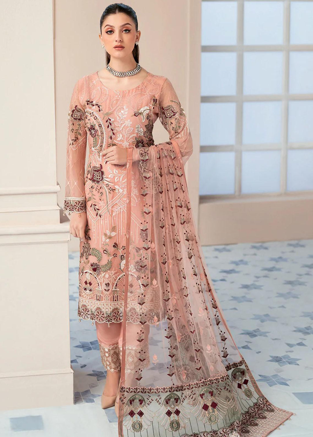 Rangoon by Ramsha Embroidered Chiffon Suits Unstitched 3 Piece RSH22-R9 D-901 - Luxury Collection