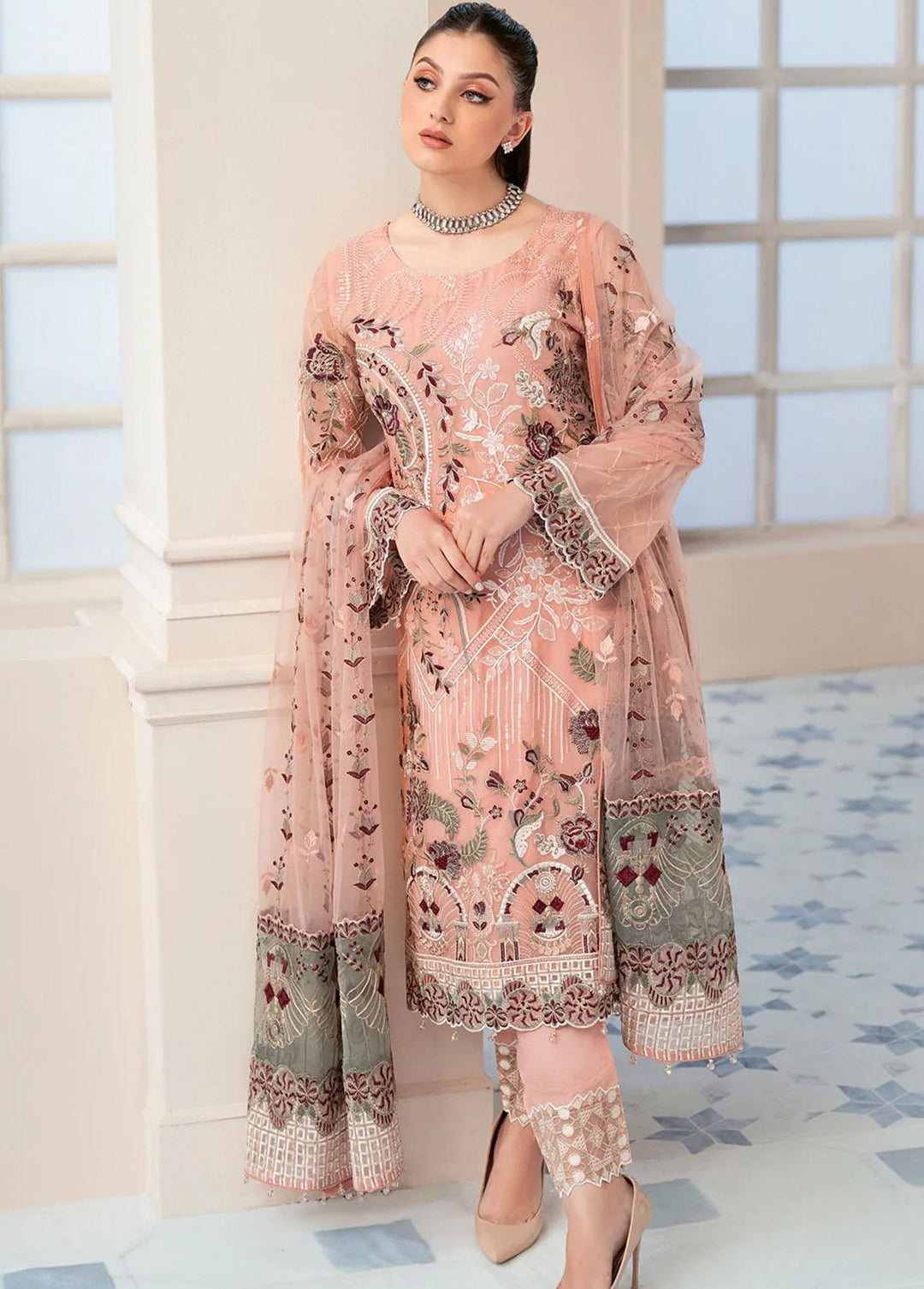 Rangoon by Ramsha Embroidered Chiffon Suits Unstitched 3 Piece RSH22-R9 D-901 - Luxury Collection