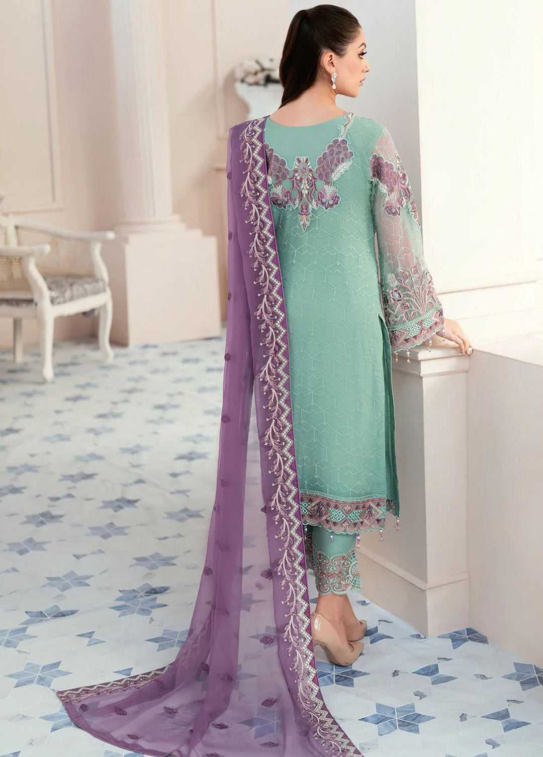 Rangoon by Ramsha Embroidered Chiffon Suits Unstitched 3 Piece RSH22-R9 D-902 - Luxury Collection