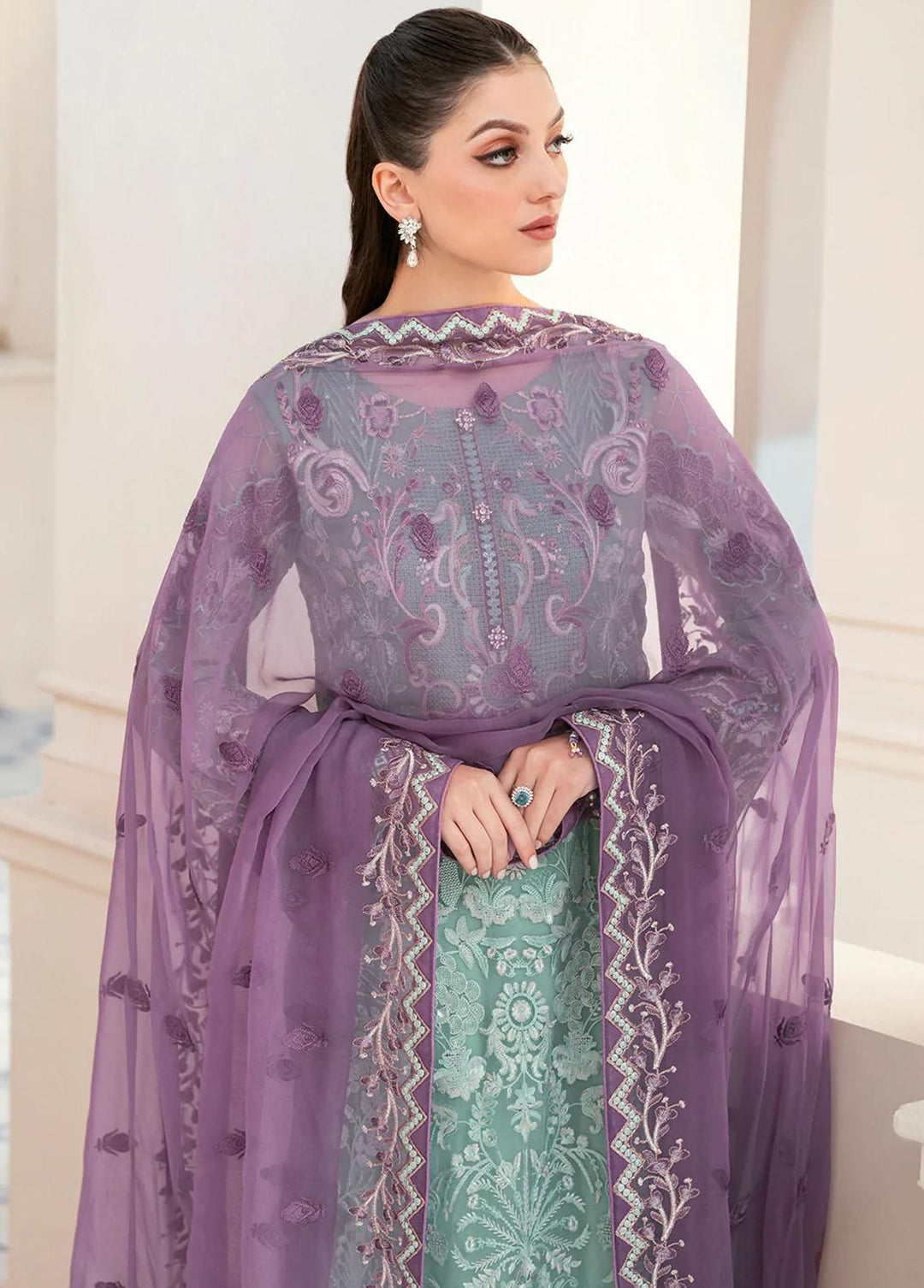 Rangoon by Ramsha Embroidered Chiffon Suits Unstitched 3 Piece RSH22-R9 D-902 - Luxury Collection