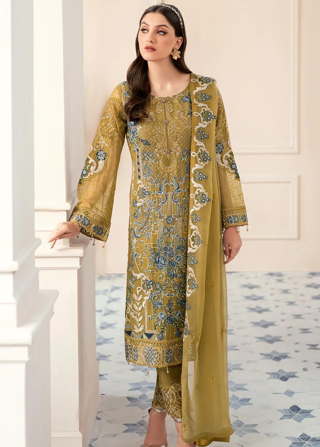 Rangoon by Ramsha Embroidered Chiffon Suits Unstitched 3 Piece RSH22-R9 D-903 - Luxury Collection