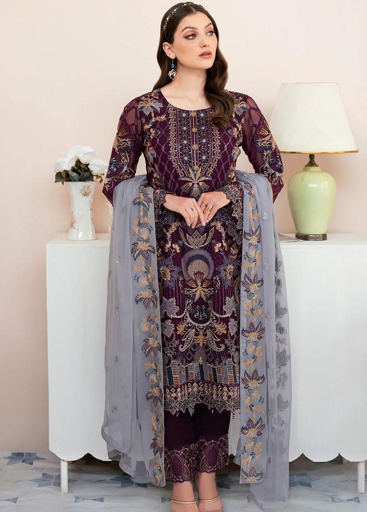 Rangoon by Ramsha Embroidered Chiffon Suits Unstitched 3 Piece RSH22-R9 D-904 - Luxury Collection