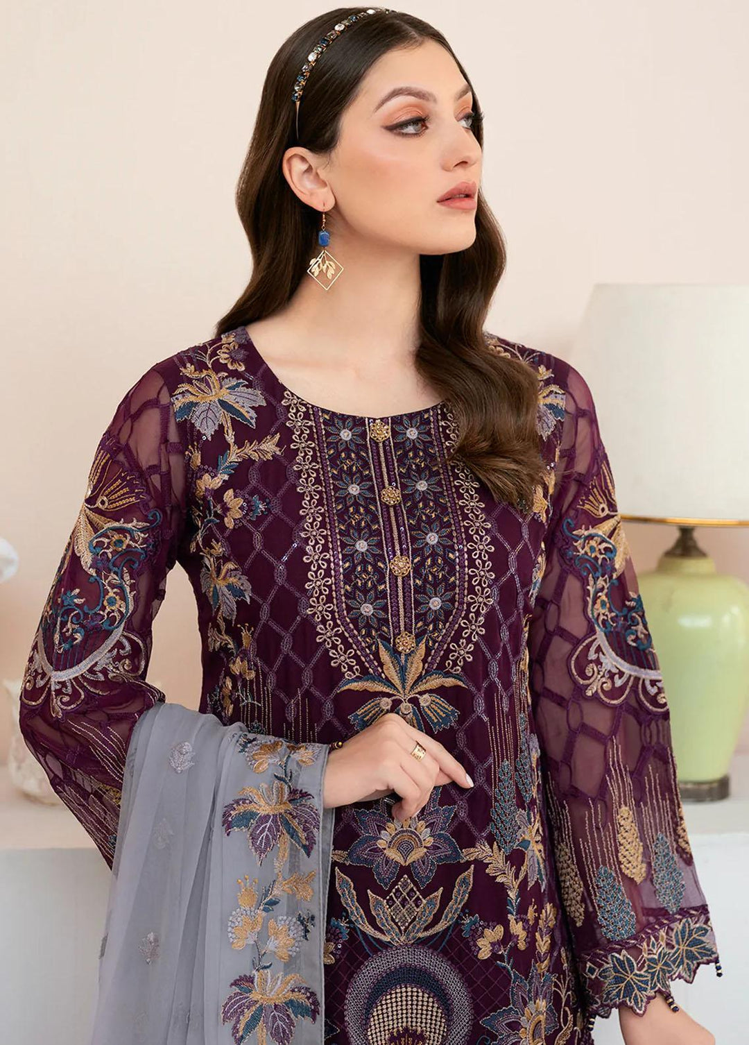 Rangoon by Ramsha Embroidered Chiffon Suits Unstitched 3 Piece RSH22-R9 D-904 - Luxury Collection