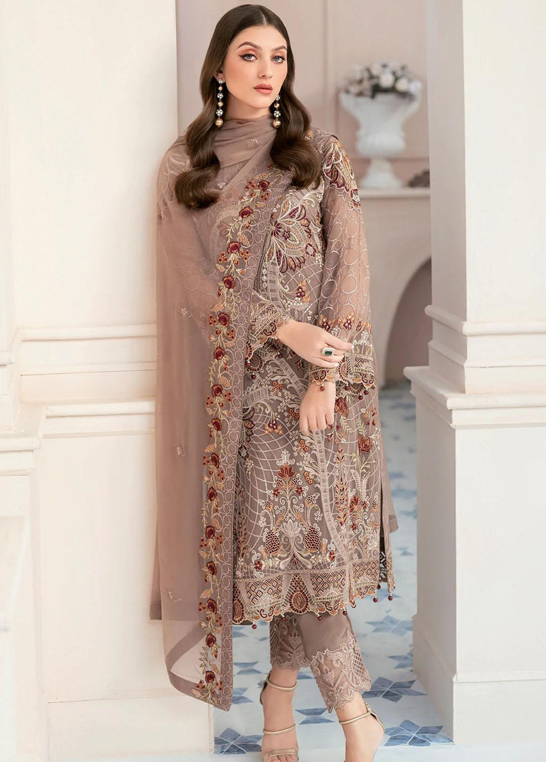 Rangoon by Ramsha Embroidered Chiffon Suits Unstitched 3 Piece RSH22-R9 D-905 - Luxury Collection