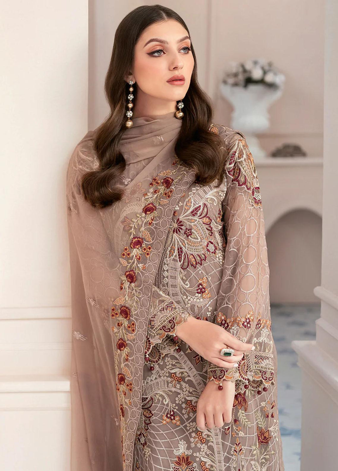 Rangoon by Ramsha Embroidered Chiffon Suits Unstitched 3 Piece RSH22-R9 D-905 - Luxury Collection