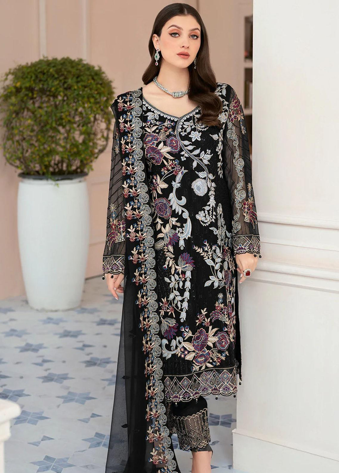 Rangoon by Ramsha Embroidered Chiffon Suits Unstitched 3 Piece RSH22-R9 D-906 - Luxury Collection