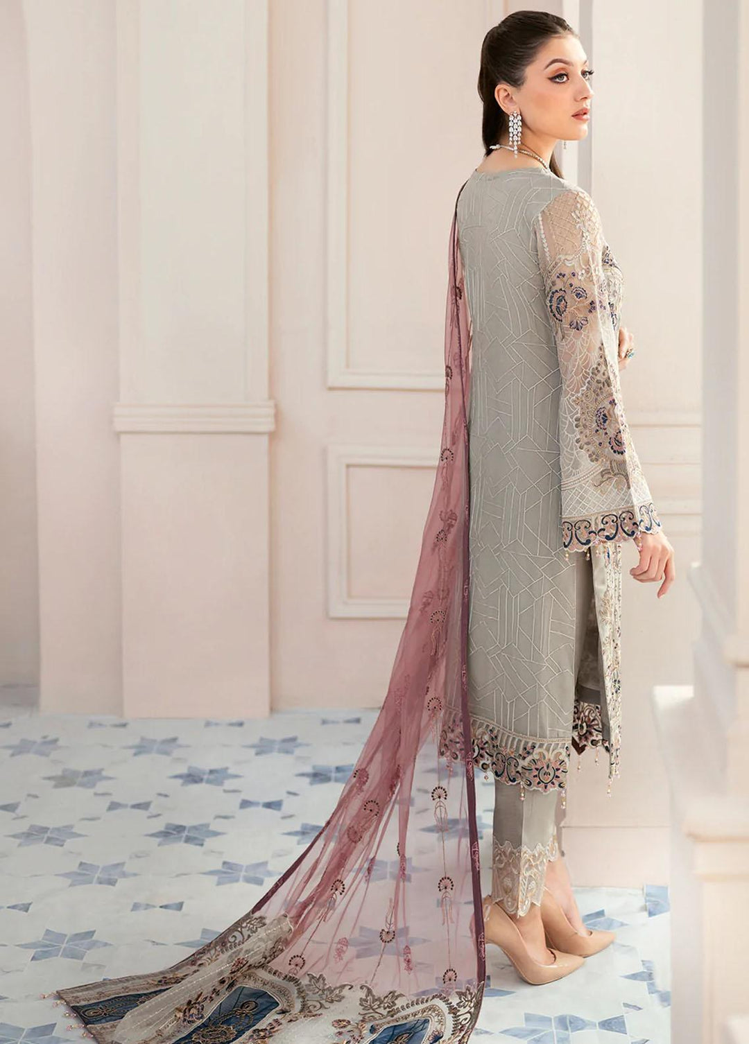 Rangoon by Ramsha Embroidered Chiffon Suits Unstitched 3 Piece RSH22-R9 D-907 - Luxury Collection