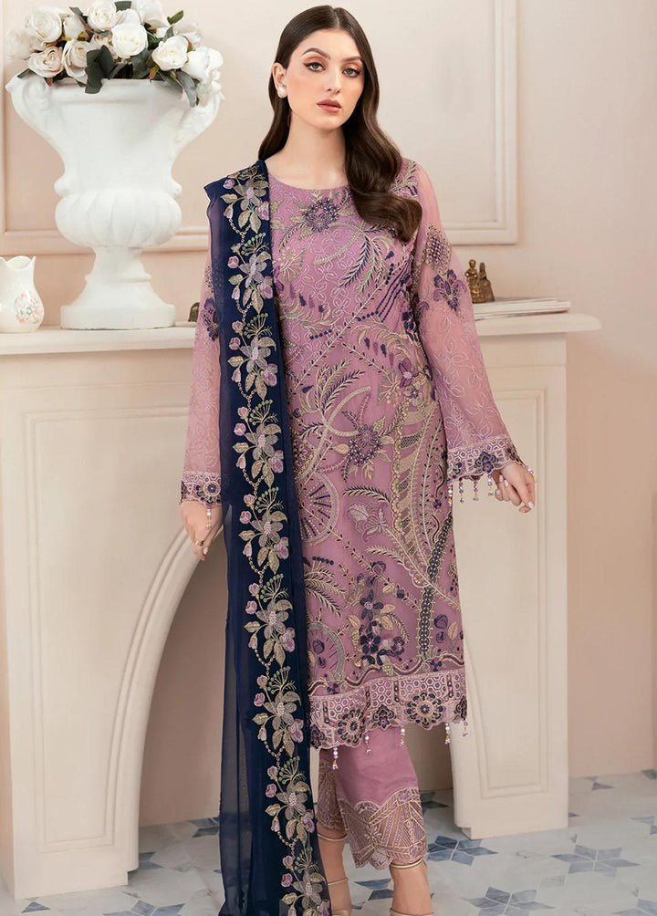 Rangoon by Ramsha Embroidered Chiffon Suits Unstitched 3 Piece RSH22-R9 D-910 - Luxury Collection