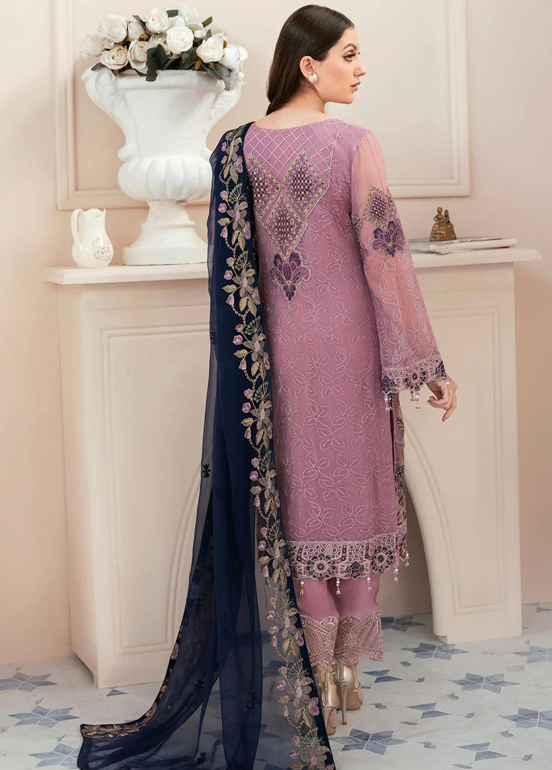 Rangoon by Ramsha Embroidered Chiffon Suits Unstitched 3 Piece RSH22-R9 D-910 - Luxury Collection