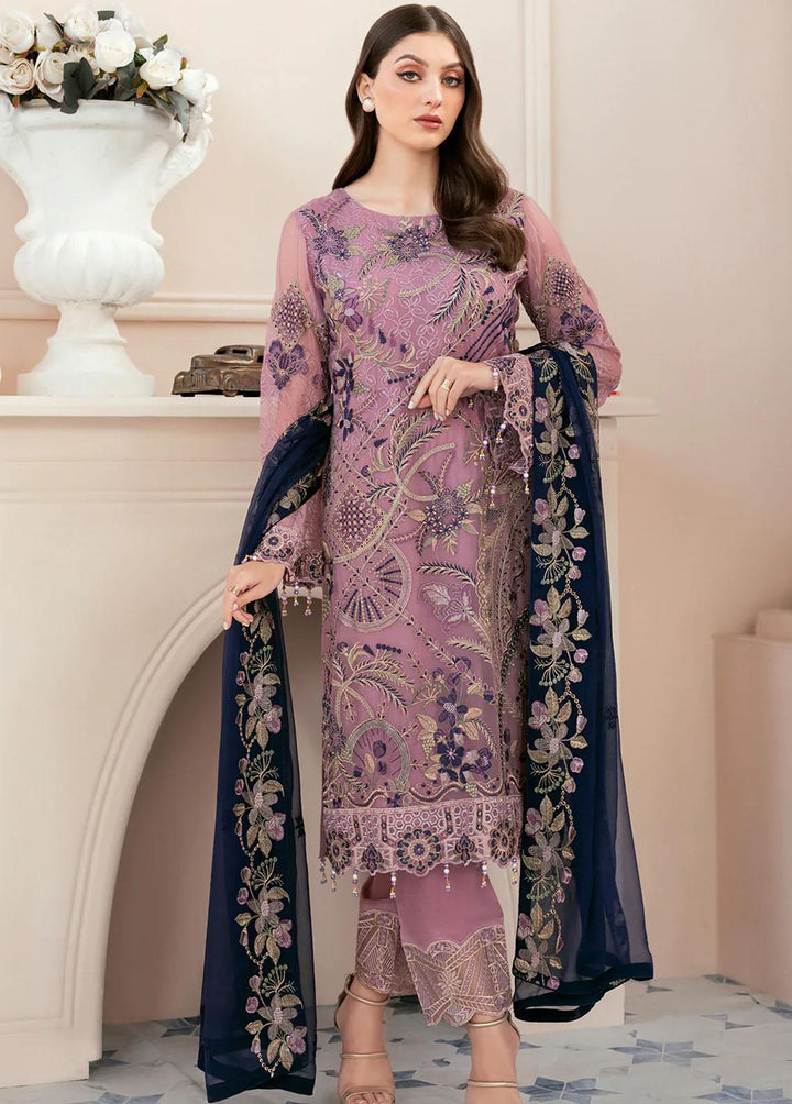Rangoon by Ramsha Embroidered Chiffon Suits Unstitched 3 Piece RSH22-R9 D-910 - Luxury Collection