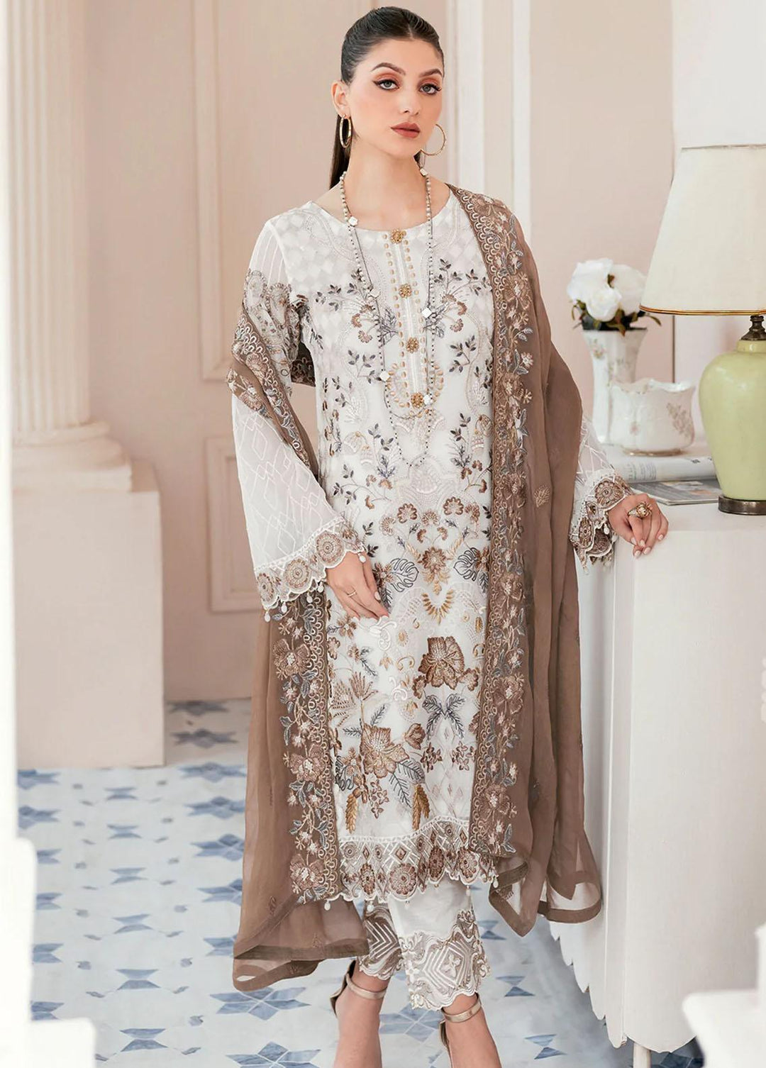 Rangoon by Ramsha Embroidered Chiffon Suits Unstitched 3 Piece RSH22-R9 D-911 - Luxury Collection