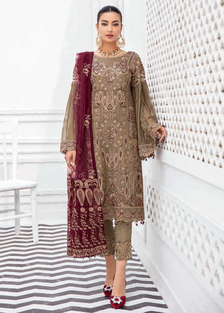 Rangoon by Ramsha Embroidered Chiffon Suits Unstitched 3 Piece RSH22-R8 D-801 - Luxury Collection