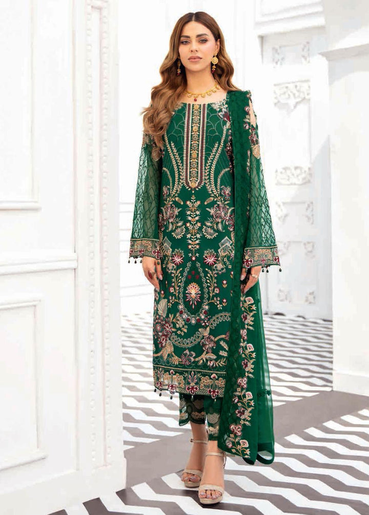 Rangoon by Ramsha Embroidered Chiffon Suits Unstitched 3 Piece RSH22-R8 D-802 - Luxury Collection