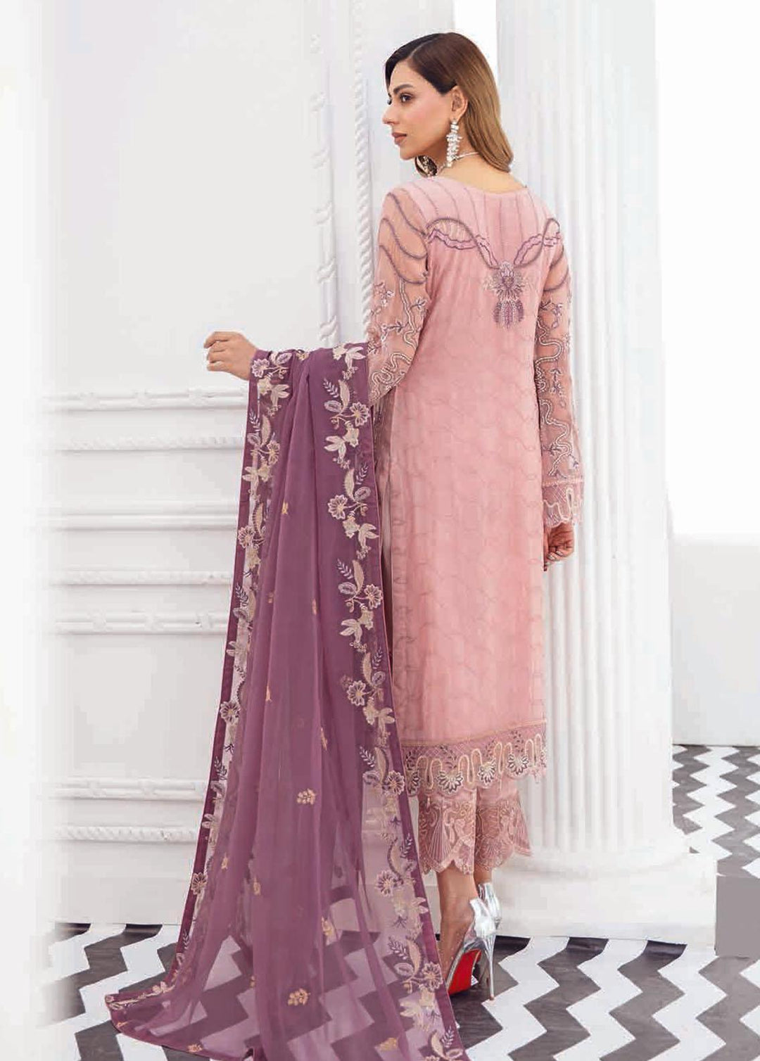 Rangoon by Ramsha Embroidered Chiffon Suits Unstitched 3 Piece RSH22-R8 D-803 - Luxury Collection