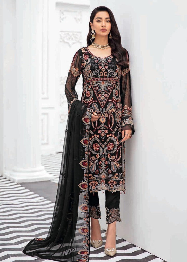 Rangoon by Ramsha Embroidered Chiffon Suits Unstitched 3 Piece RSH22-R8 D-804 - Luxury Collection