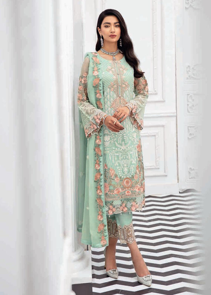 Rangoon by Ramsha Embroidered Chiffon Suits Unstitched 3 Piece RSH22-R8 D-805 - Luxury Collection