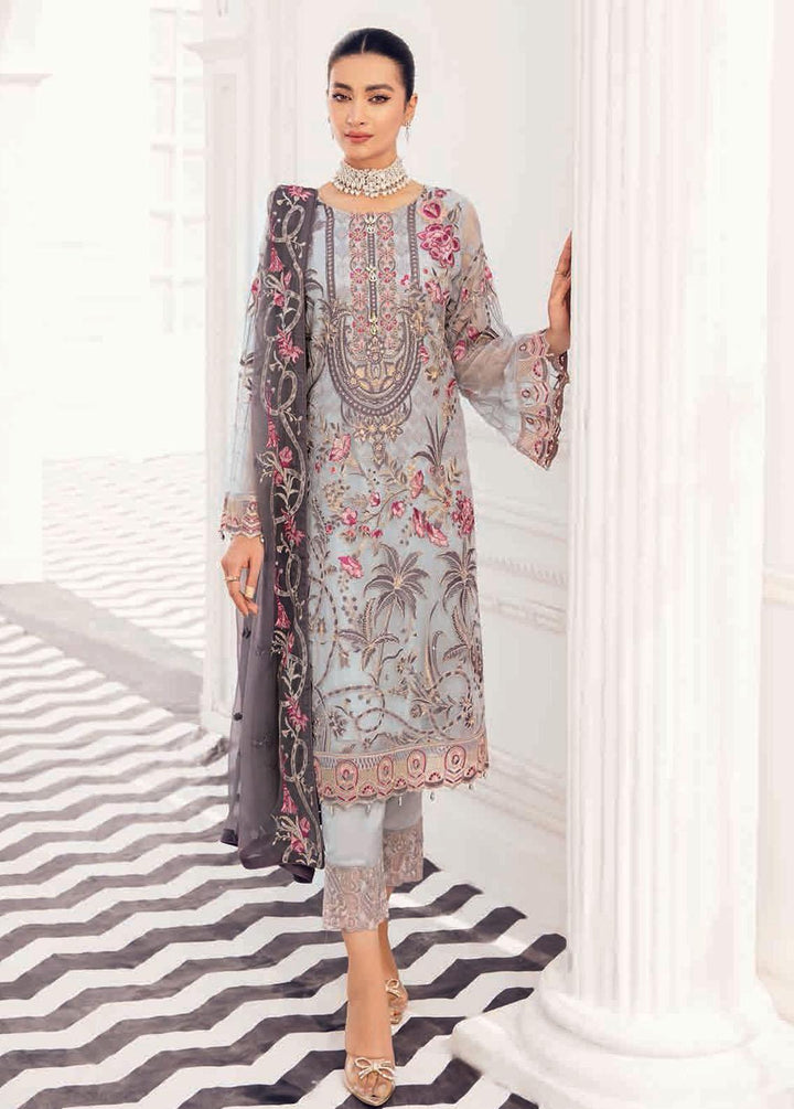 Rangoon by Ramsha Embroidered Chiffon Suits Unstitched 3 Piece RSH22-R8 D-807 - Luxury Collection