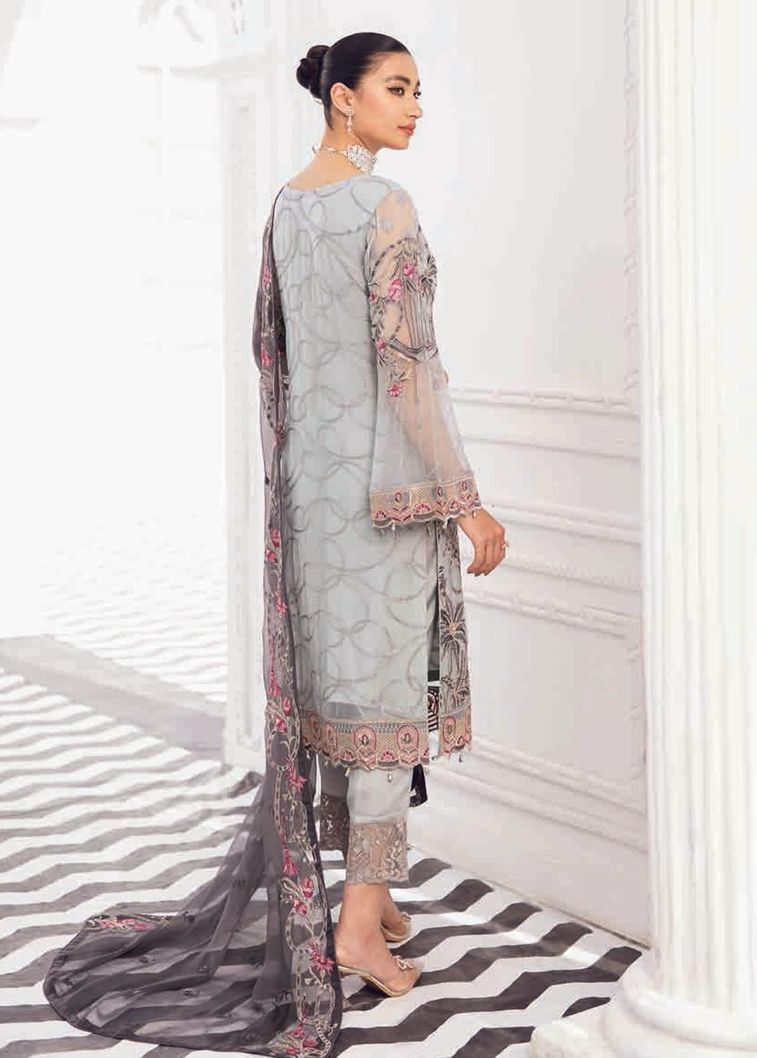 Rangoon by Ramsha Embroidered Chiffon Suits Unstitched 3 Piece RSH22-R8 D-807 - Luxury Collection