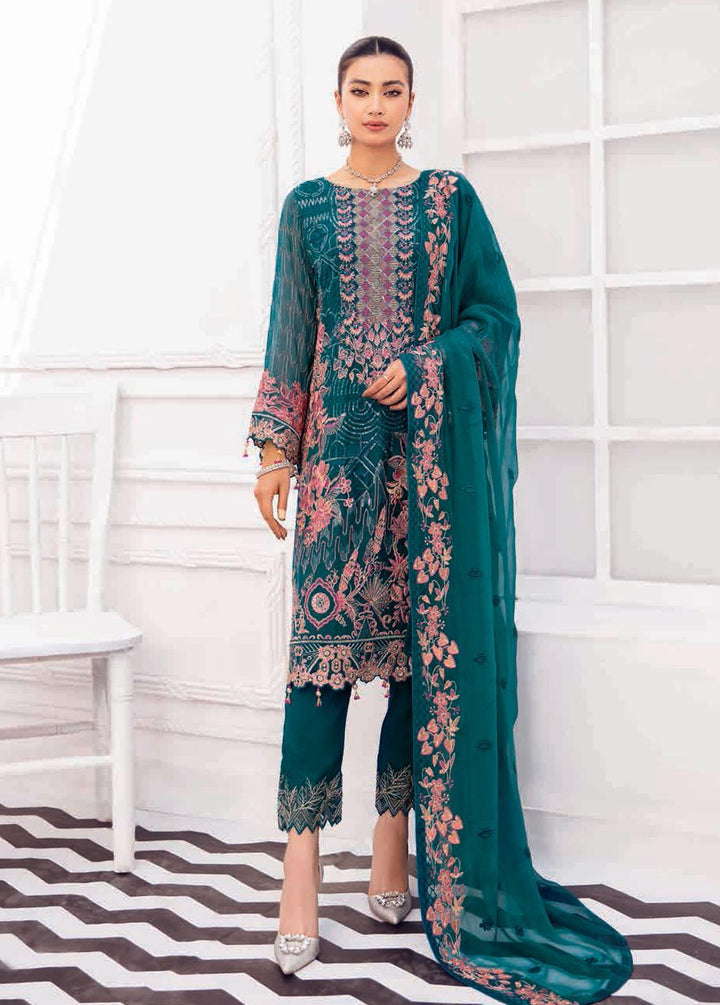 Rangoon by Ramsha Embroidered Chiffon Suits Unstitched 3 Piece RSH22-R8 D-808 - Luxury Collection