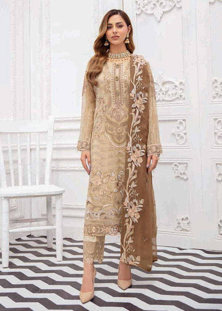 Rangoon by Ramsha Embroidered Chiffon Suits Unstitched 3 Piece RSH22-R8 D-809 - Luxury Collection