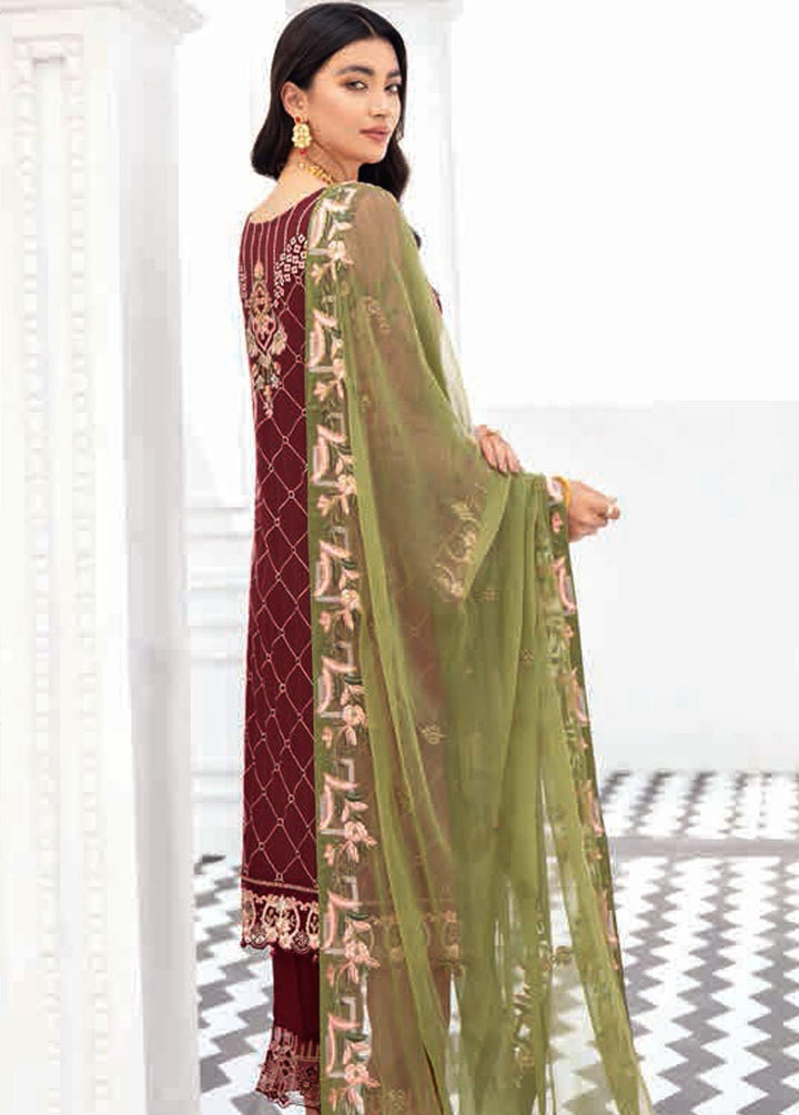 Rangoon by Ramsha Embroidered Chiffon Suits Unstitched 3 Piece RSH22-R8 D-810 - Luxury Collection