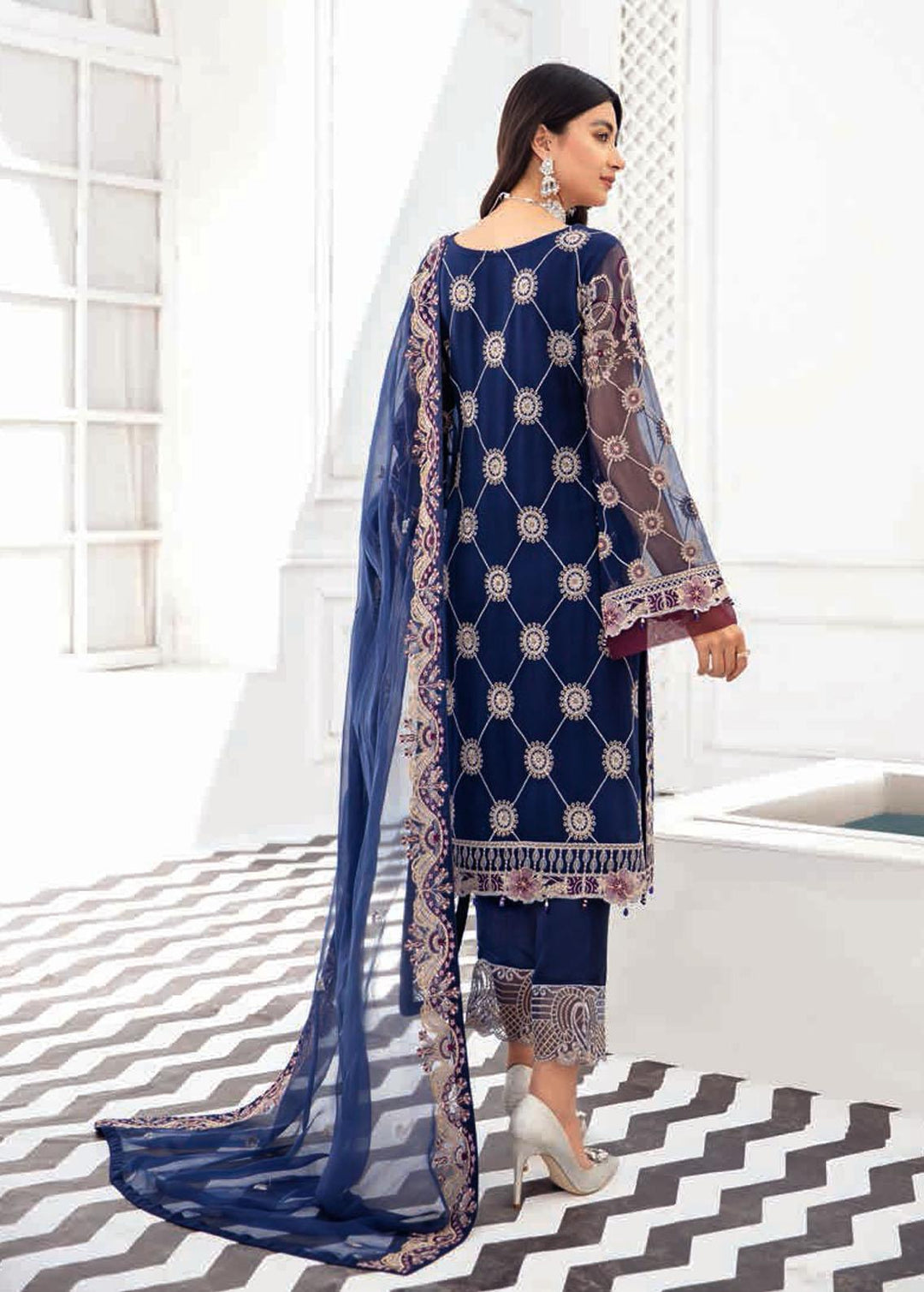 Rangoon by Ramsha Embroidered Chiffon Suits Unstitched 3 Piece RSH22-R8 D-812 - Luxury Collection