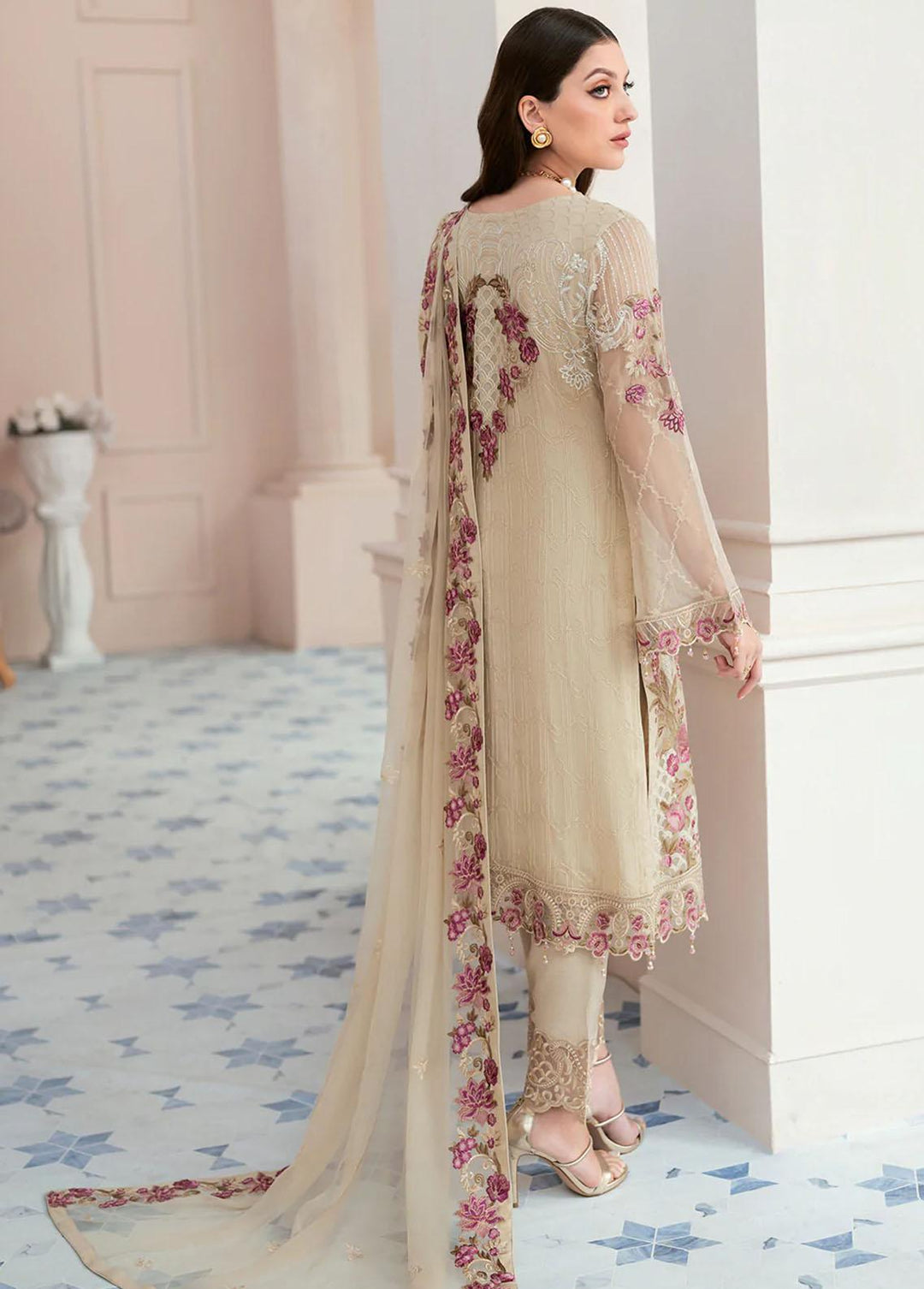 Rangoon by Ramsha Embroidered Chiffon Suits Unstitched 3 Piece RSH22-R9 D-909 - Luxury Collection