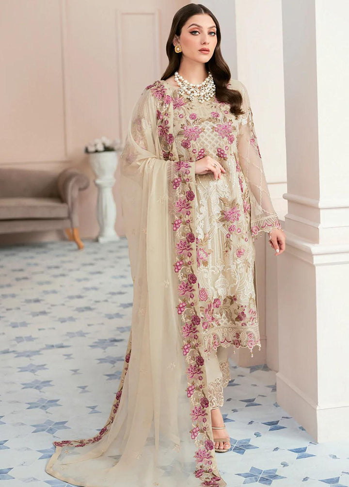 Rangoon by Ramsha Embroidered Chiffon Suits Unstitched 3 Piece RSH22-R9 D-909 - Luxury Collection