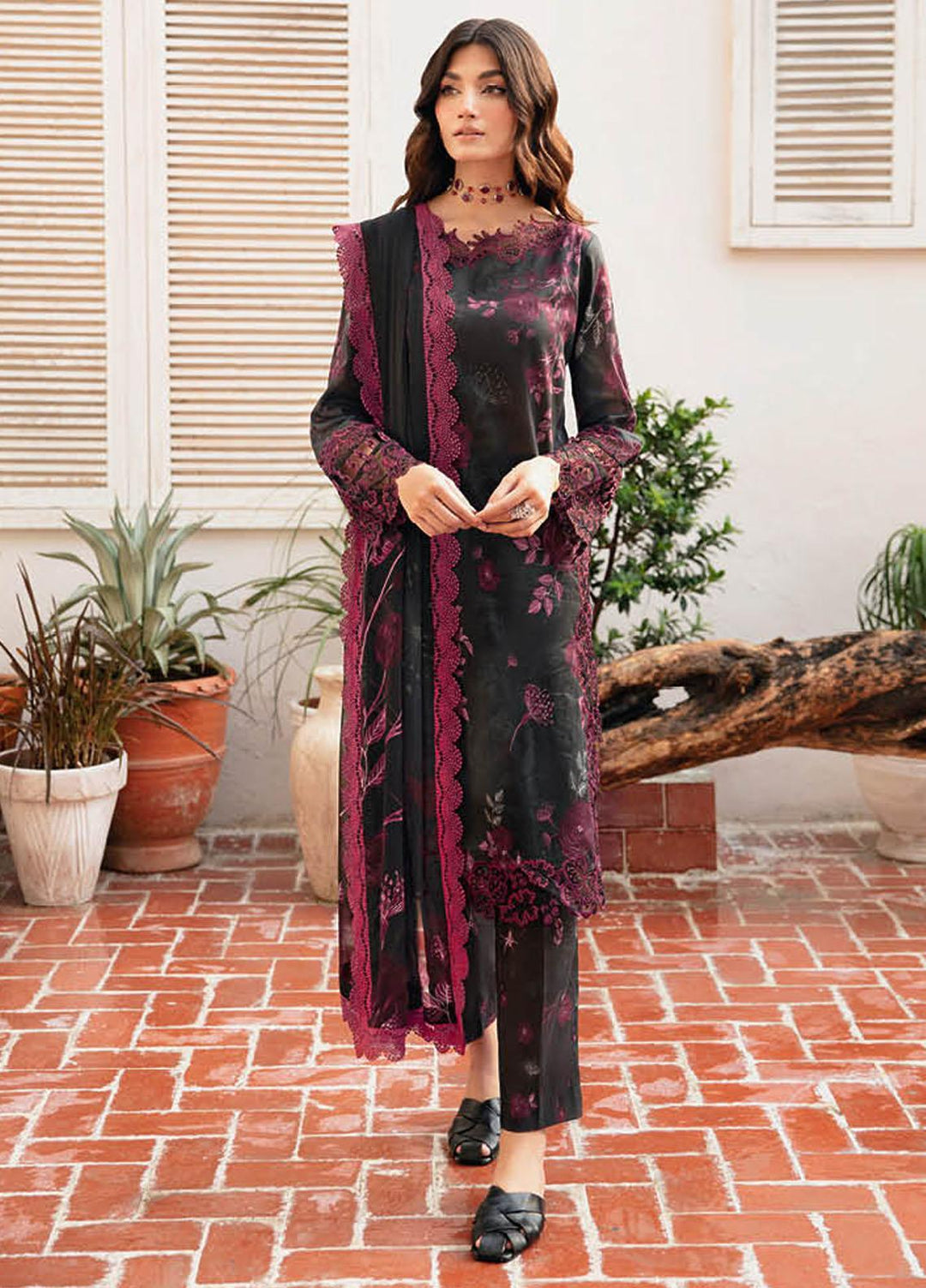 Rangrez By Ramsha Embroidered Lawn Suits Unstitched 3 Piece RSH24R N-401 - Summer Collection